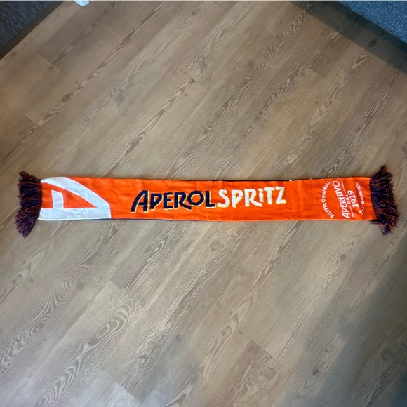 Aperol Spritz reversible Ski Scarf Orange & Blue Tassel Winter Wrap Apres-Ski - Picture 5 of 9